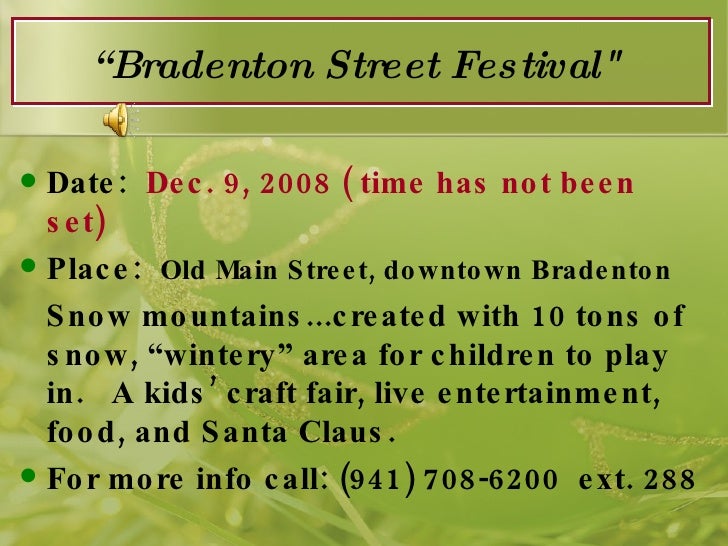 Holiday Events Guide for Bradenton Sarasota FLorida 