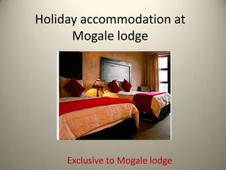 Holiday accommodation at Mogale lodge Exclusive to Mogale lodge 