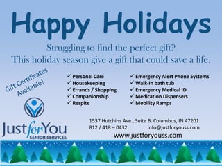 Happy Holidays Struggling to find the perfect gift?  This holiday season give a gift that could save a life.  ,[object Object]