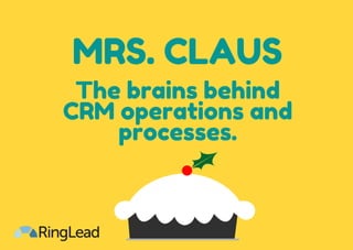 MRS. CLAUS
The brains behind
CRM operations and
processes.
 