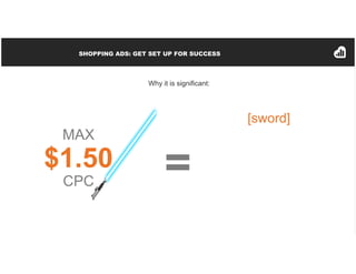 Why it is significant:
SHOPPING ADS: GET SET UP FOR SUCCESS
MAX
$1.50
CPC
=
[sword]
 
