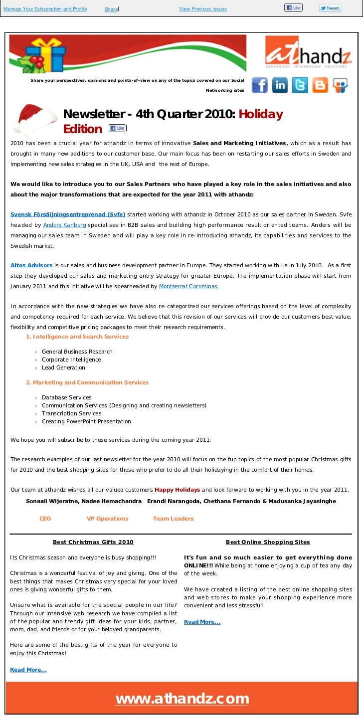 athandz holiday newsletter edition 2010 december holiday newsletters