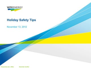 Holiday Safety Tips

            November 13, 2012




Prepared by Lila L. Miller   November 13,2012
 