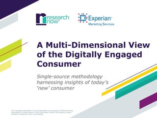 A Multi-Dimensional View
of the Digitally Engaged
Consumer
Single-source methodology
harnessing insights of today’s
‘new’ consumer
 