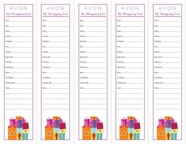 holiday shopping list