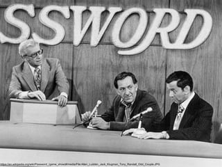 https://en.wikipedia.org/wiki/Password_(game_show)#/media/File:Allen_Ludden_Jack_Klugman_Tony_Randall_Odd_Couple.JPG
 