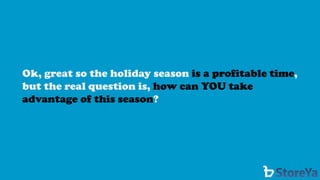 Ok, great so the holiday season is a profitable time, but the real question is, how can YOU take advantage of this season?  