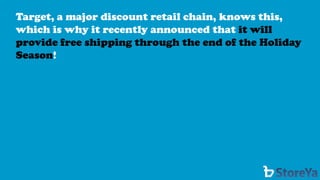 Target, a major discount retail chain,knows this, which is why it recently announced that it will provide free shipping through the end of the Holiday Season!  