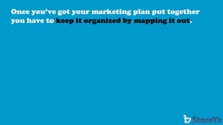 Once you’ve got your marketing plan put together you have to keep it organized by mapping it out.  