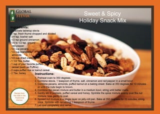 Holiday Snack Mix Sweetened With Stevia