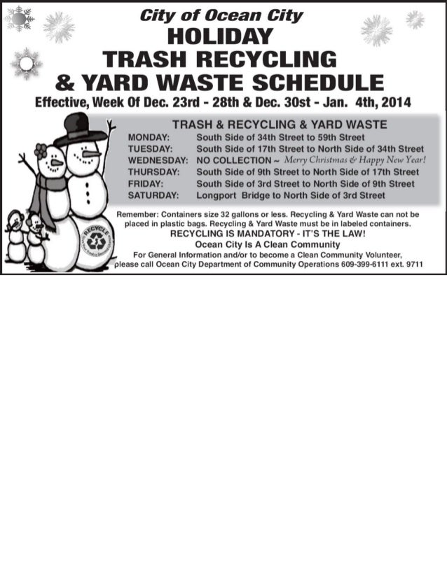 Ocean City holiday trash schedule