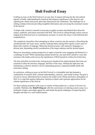essay on holi festival in punjabi