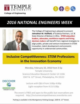 Inclusive Competitiveness Featured at Temple University, February 22-23, 2016