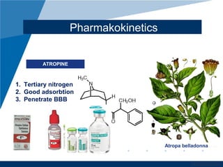 www.company.com
Pharmakokinetics
ATROPINE
1. Tertiary nitrogen
2. Good adsorbtion
3. Penetrate BBB
Atropa belladonna
 