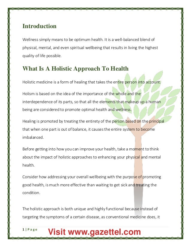 Who Promoted A Holistic Healing Approach To Medicine Holistic approach health | PDF