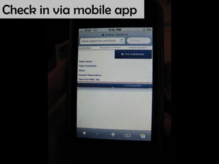 Check in via mobile app