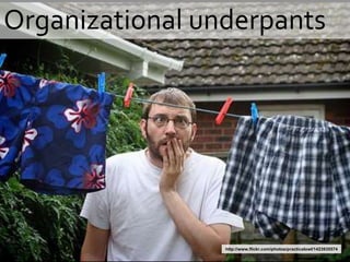 http://www.flickr.com/photos/practicalowl/1423935574
Organizational underpants
 