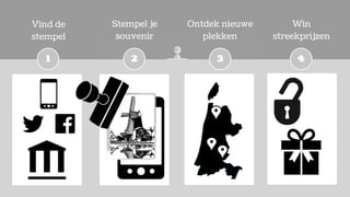 Vind de
stempel
Stempel je
souvenir
Ontdek nieuwe
plekken
Win
streekprijzen
1 2 3 4
 