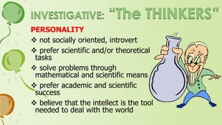 POSSIBLE OCCUPATIONS
 chemist
 physician
 biologist
 physicist
 actuarial scientist
 statistician
 mathematician
 dentist
 veterinarian
 pharmacist
 