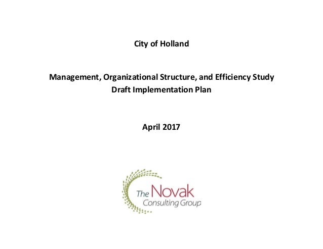 City of Holland
Management, Organizational Structure, and Efficiency Study
Draft Implementation Plan
April 2017
 