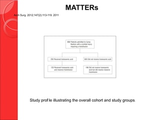 Arch Surg. 2012;147(2):113-119. 2011
Study profi le illustrating the overall cohort and study groups.
MATTERs
 