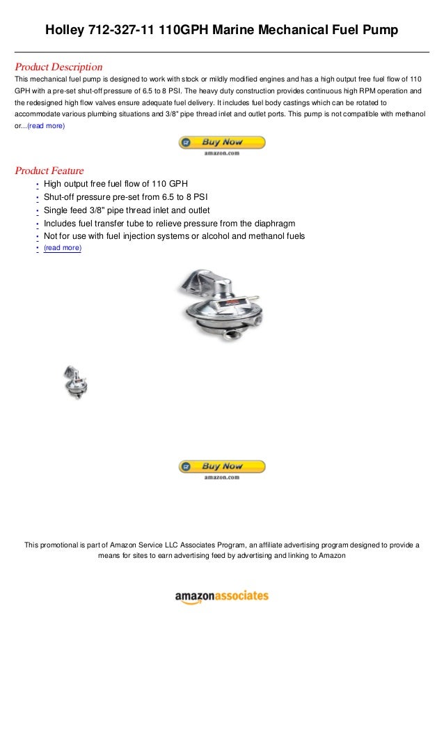 Holley 712 32711 110 gph marine mechanical fuel pump