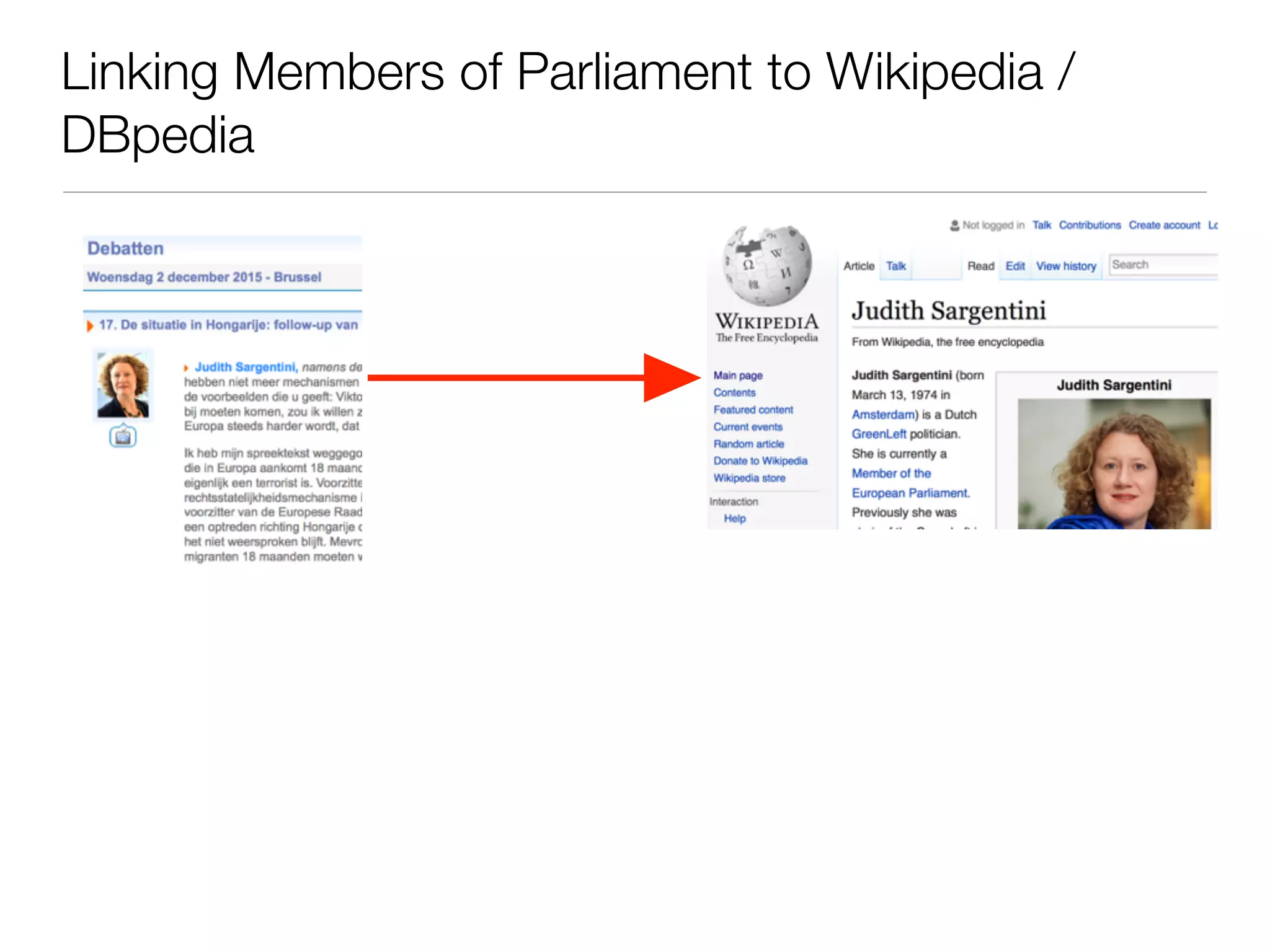 Linking Members of Parliament to Wikipedia /
DBpedia
 