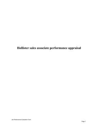 Hollister sales associate performance appraisal
Job Performance Evaluation Form
Page 1
 