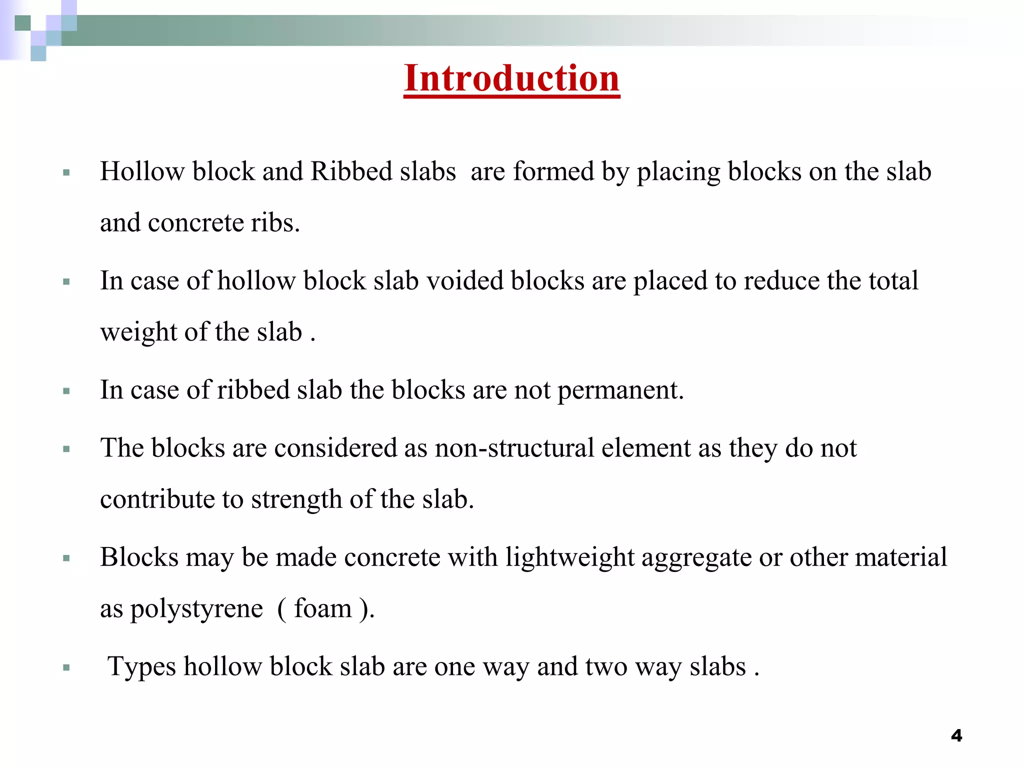 Hollow block and ribbed slabs | PPTX