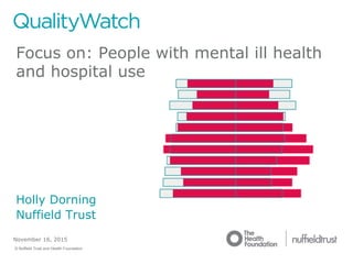 © Nuffield Trust and Health Foundation © Nuffield Trust
November 16, 2015
Focus on: People with mental ill health
and hospital use
Holly Dorning
Nuffield Trust
 