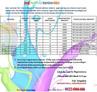 Zoid PostPaid Service Offer