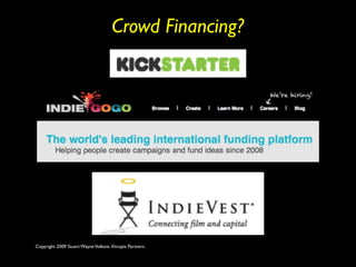 Crowd Financing?




Copyright 2009 Stuart Wayne Volkow. Xtropia Partners
 