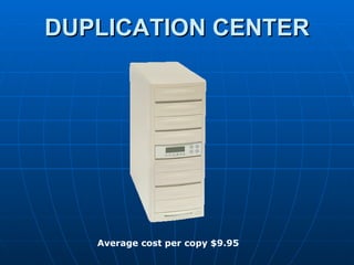DUPLICATION CENTER Average cost per copy $9.95 