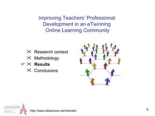 Research context Methodology Results Conclusions http://www.slideshare.net/holmebn Improving Teachers’ Professional  Development in an eTwinning  Online Learning Community 