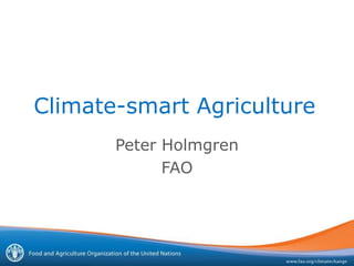 Climate-smart Agriculture
Peter Holmgren
FAO
 