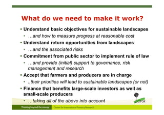 Investing in sustainable landscapes for green returns