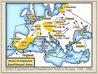 Jewish Expulsions and Resettlement Areas in Europe. 1100 - 1500. 