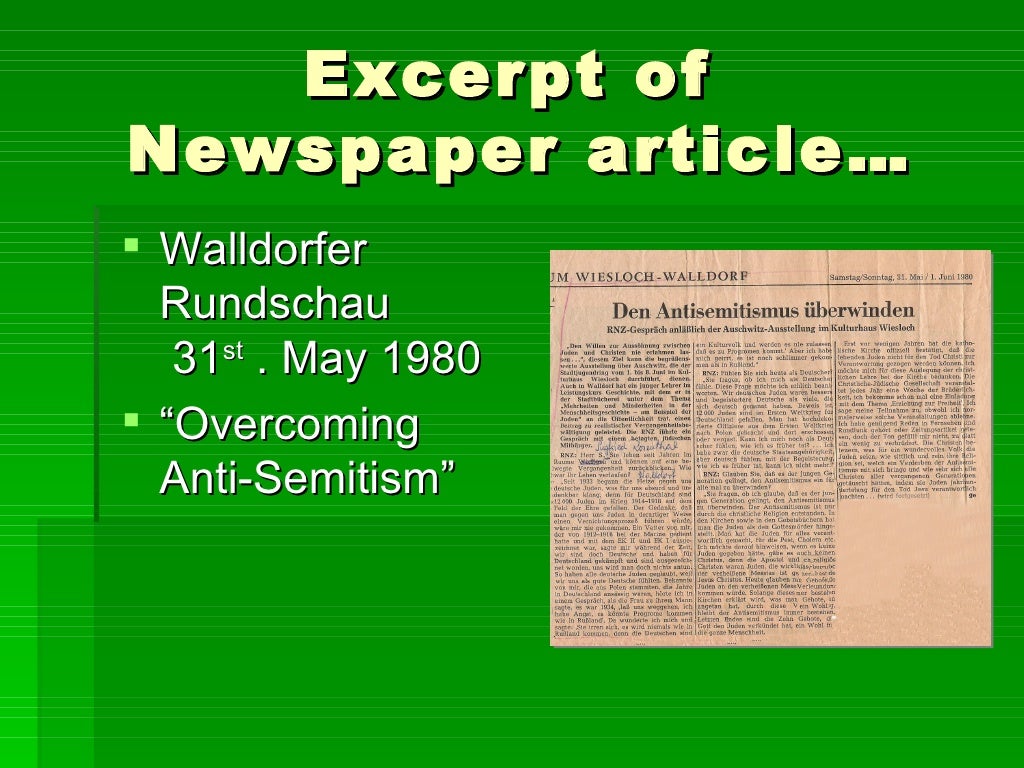 Excerpt of Newspaper article… Walldorfer