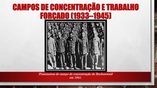 CAMPOS DE CONCENTRAÇÃO E TRABALHO
FORÇADO (1933–1945)
Prisioneiros do campo de concentração de Buchenwald
em 1941.
 