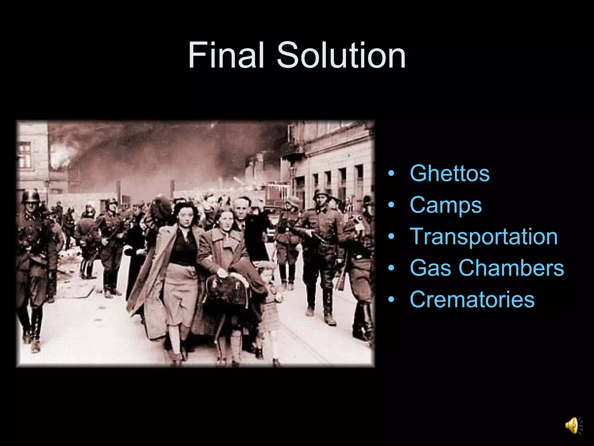 Final Solution Ghettos Camps Transportation Gas Chambers Crematories 