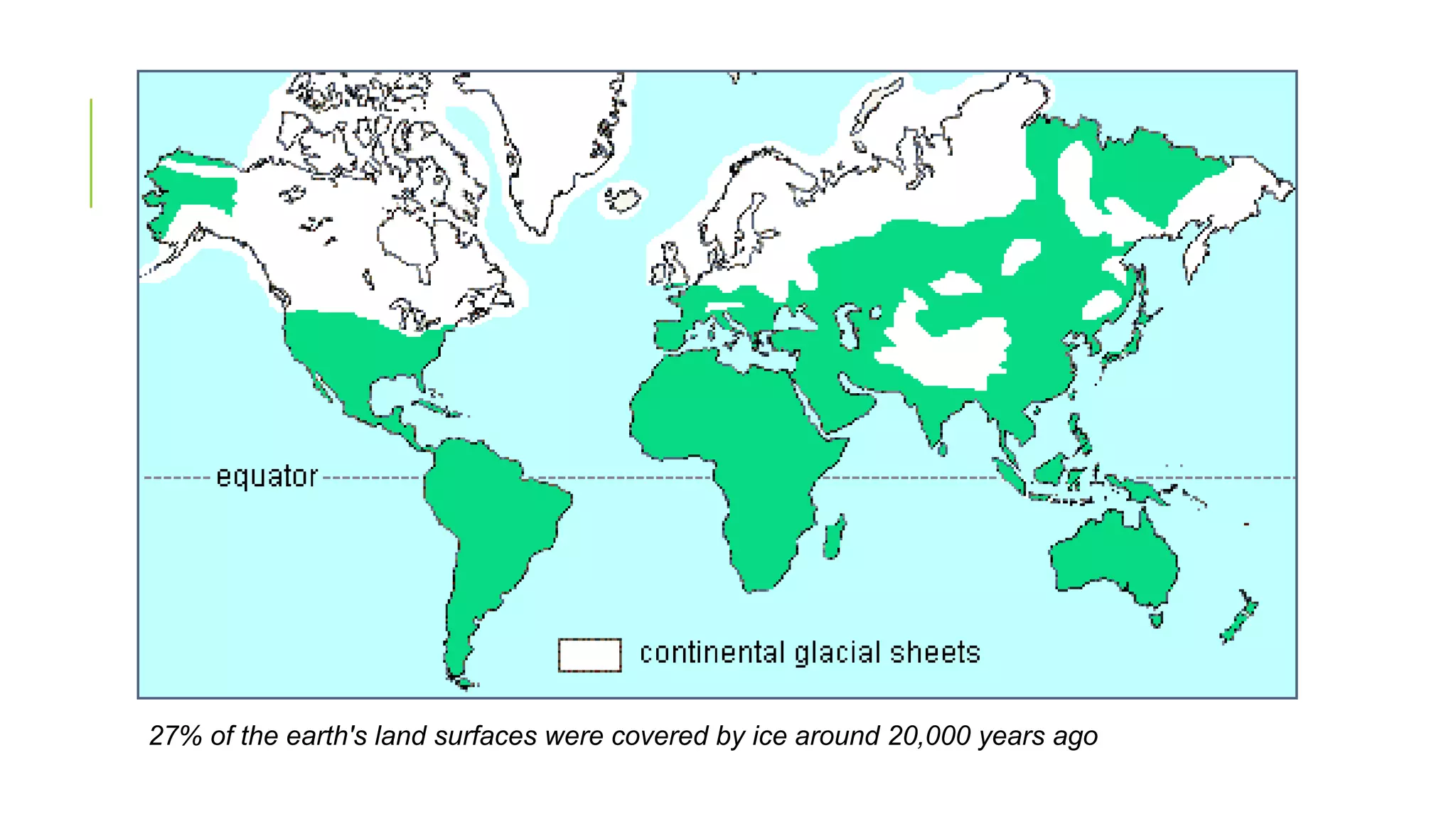 27% of the earth's land surfaces were covered by ice around 20,000 years ago
 