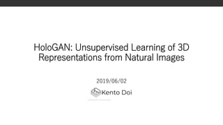HoloGAN: Unsupervised Learning of 3D
Representations from Natural Images
2019/06/02
 