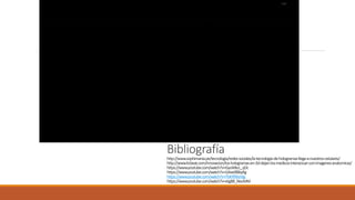 Bibliografía
http://www.sophimania.pe/tecnologia/redes-sociales/la-tecnologia-de-hologramas-llega-a-nuestros-celulares/
http://www.ticbeat.com/innovacion/los-hologramas-en-3d-dejan-los-medicos-interactuar-con-imagenes-anatomicas/
https://www.youtube.com/watch?v=GyoWkcL_qDc
https://www.youtube.com/watch?v=GAve0lBbyKg
https://www.youtube.com/watch?v=TbKXfXbyVjg
https://www.youtube.com/watch?v=etgB8_NeoMM