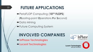 FUTURE APPLICATIONS23
PetaFLOP Computing (1015 FLOPS)
(FLoating-point Operations Per Second)
Data Mining
Future Computing System
INVOLVED COMPANIES
InPhase Technologies
Lucent Technologies
 