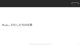 Works : わたしたちの仕事
Copyright© HoloLab Inc. 2019 All rights reserved 21
 