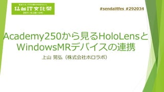 Academy250から見る
HoloLensとWindowsMR
デバイスの連携
上山 晃弘 (株式会社ホロラボ)
 