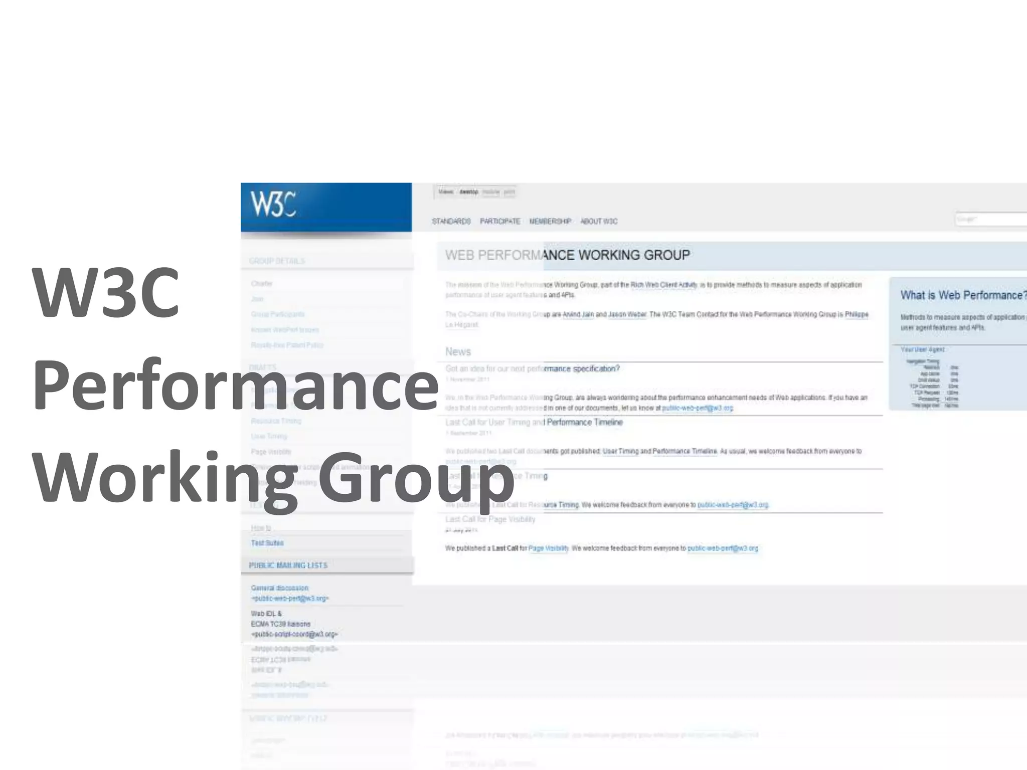 W3C
Performance
Working Group
 