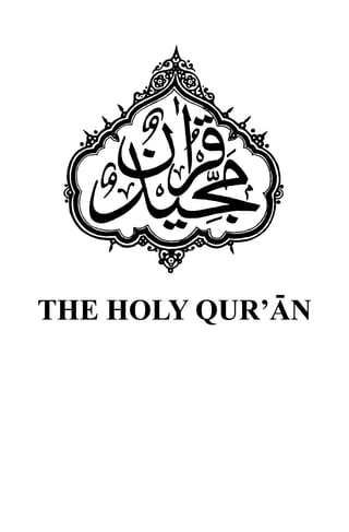 The Holy Qur'an Araabic Text and English Translation