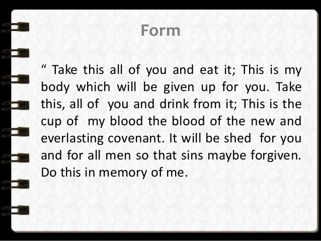 holy eucharist matter and form of eucharist