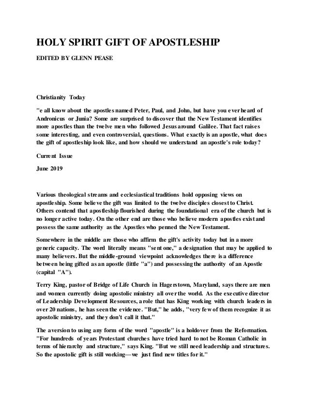 Holy Spirit Gift Of Apostleship - 